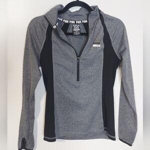 Victoria's Secret PINK Gray and Black Quarter-Zip Pullover XS